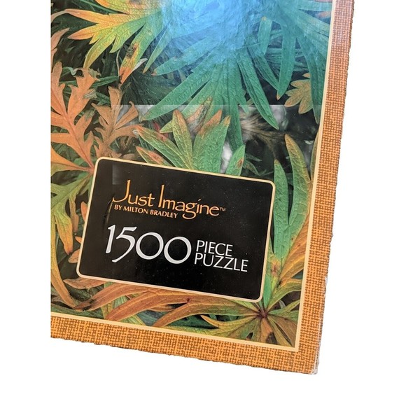 Vintage MB Just Imagine Jigsaw Puzzle 1500 Piece Burst Of Autumn Leaf Leaves - Picture 2 of 9